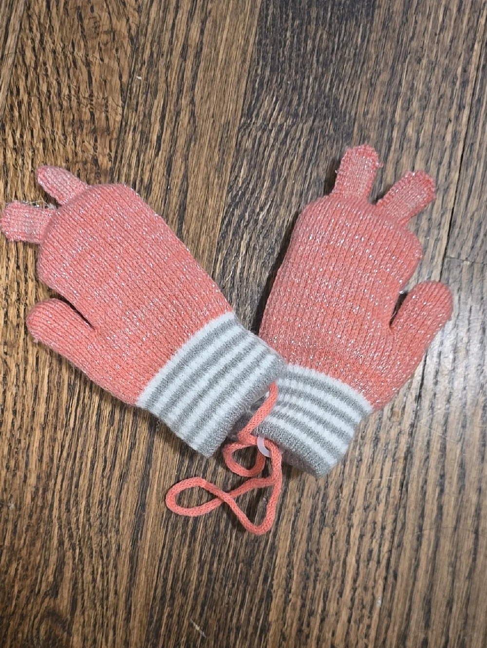 Toddler Pink Bunny Lined Mittens with Carrot Accent